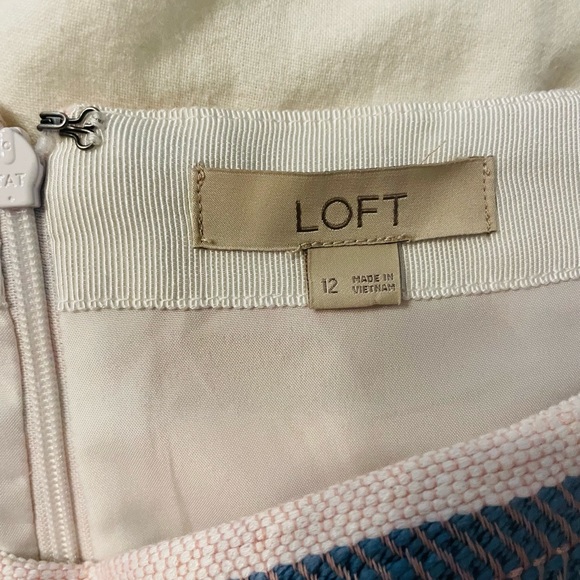 LOFT 12 Pink Blue Metallic Striped Textured Skirt - Picture 7 of 10